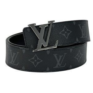 Louis Vuitton Monogram Eclipse Men's Belt with LV Initials, 40mm, Black/Gray,...